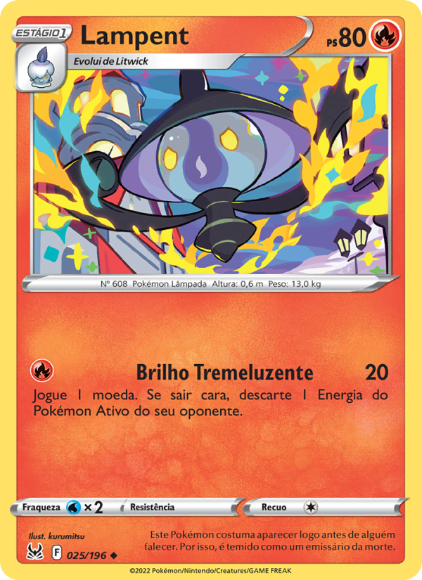 Lampent 025 — Origem Perdida (Portuguese Pokémon TCG card)