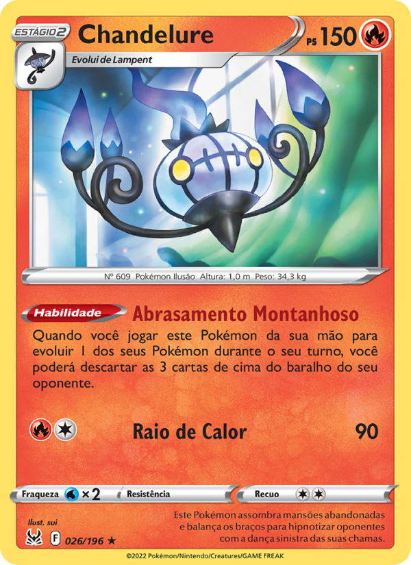 Chandelure 026 — Origem Perdida (Portuguese Pokémon TCG card)