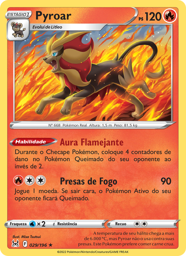 Pyroar 029 — Origem Perdida (Portuguese Pokémon TCG card)