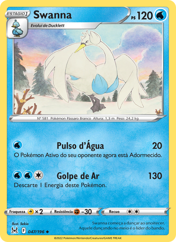 Swanna 047 — Origem Perdida (Portuguese Pokémon TCG card)