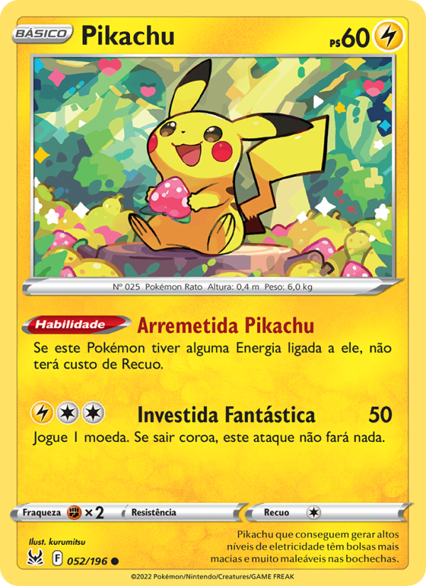 Pikachu 052 — Origem Perdida (Portuguese Pokémon TCG card)