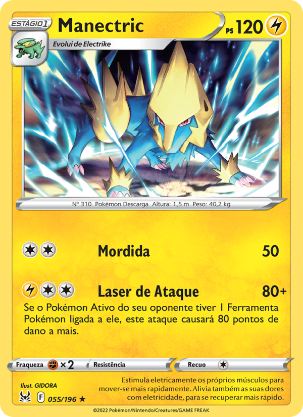 Manectric 055 — Origem Perdida (Portuguese Pokémon TCG card)