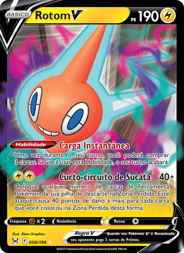 Rotom V 058 — Origem Perdida (Portuguese Pokémon TCG card)