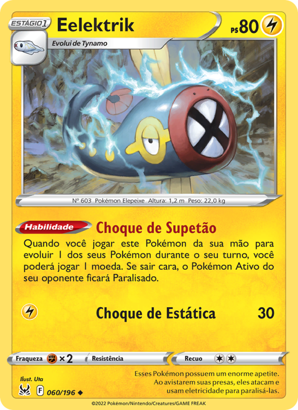 Eelektrik 060 — Origem Perdida (Portuguese Pokémon TCG card)
