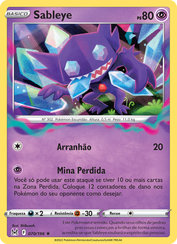 Sableye 070 — Origem Perdida (Portuguese Pokémon TCG card)