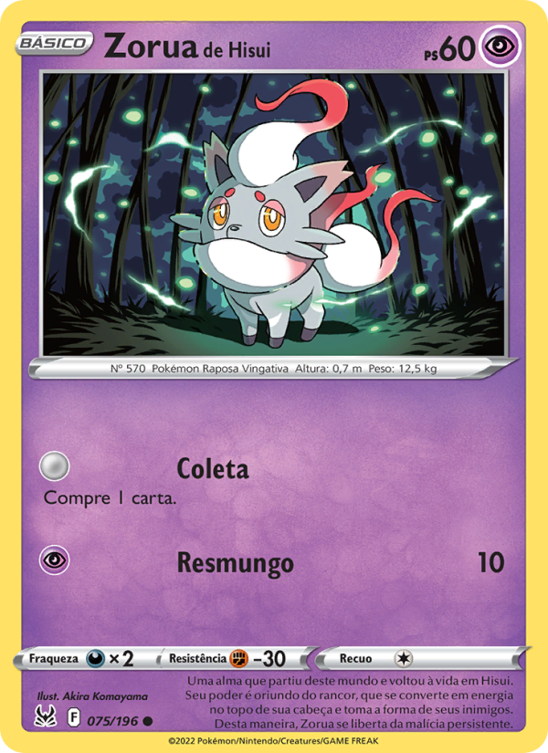 Zorua de Hisui 075 — Origem Perdida (Portuguese Pokémon TCG card)