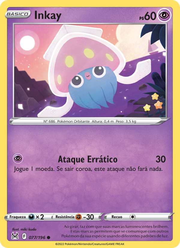 Inkay 077 — Origem Perdida (Portuguese Pokémon TCG card)