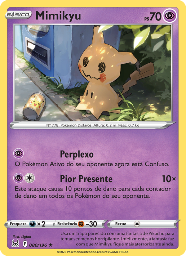 Mimikyu 080 — Origem Perdida (Portuguese Pokémon TCG card)