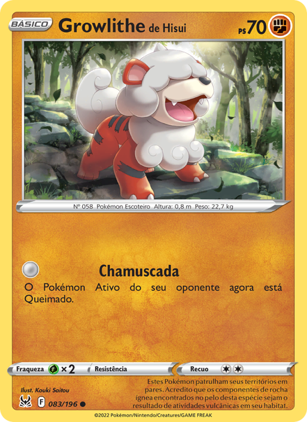 Growlithe de Hisui 083 — Lost Origin (Portuguese Pokémon TCG card)