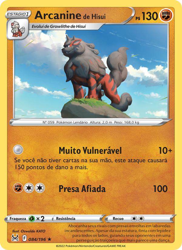 Arcanine de Hisui 084 — Origem Perdida (Portuguese Pokémon TCG card)