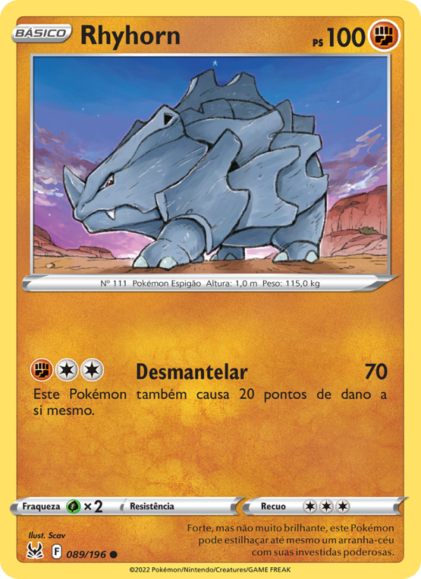 Rhyhorn 089 — Origem Perdida (Portuguese Pokémon TCG card)