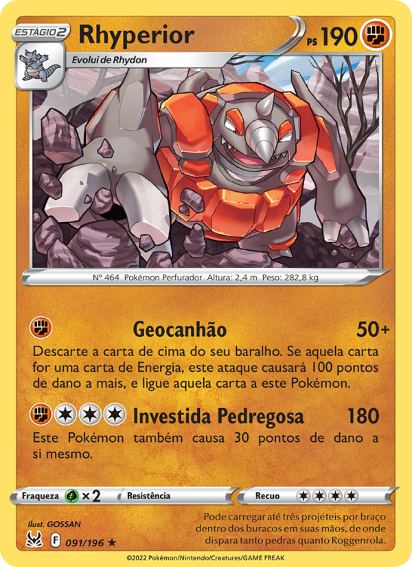 Rhyperior 091 — Origem Perdida (Portuguese Pokémon TCG card)