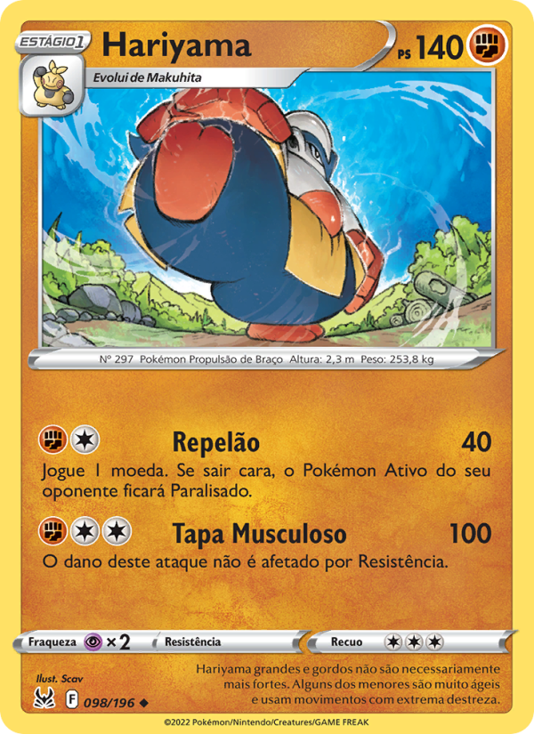 Hariyama 098 — Origem Perdida (Portuguese Pokémon TCG card)