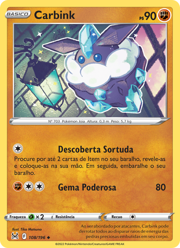 Carbink 108 — Origem Perdida (Portuguese Pokémon TCG card)