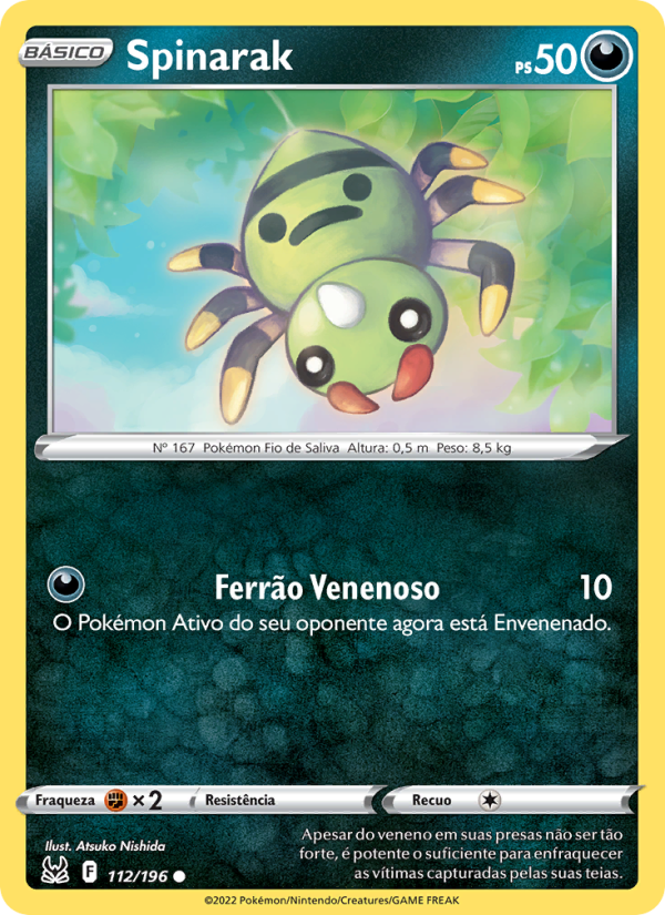 Spinarak 112 — Origem Perdida (Portuguese Pokémon TCG card)
