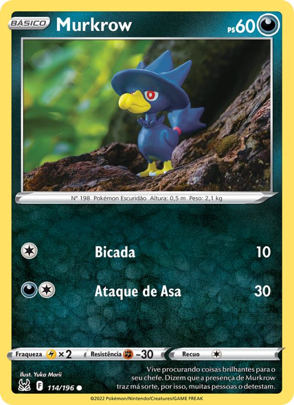 Murkrow 114 — Origem Perdida (Portuguese Pokémon TCG card)