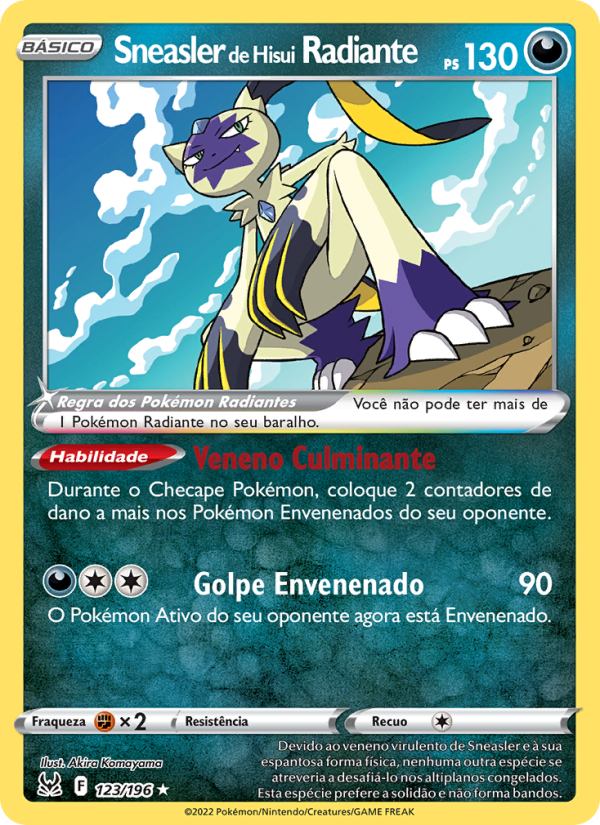 Sneasler de Hisui Radiante 123 — Origem Perdida (Portuguese Pokémon TCG card)