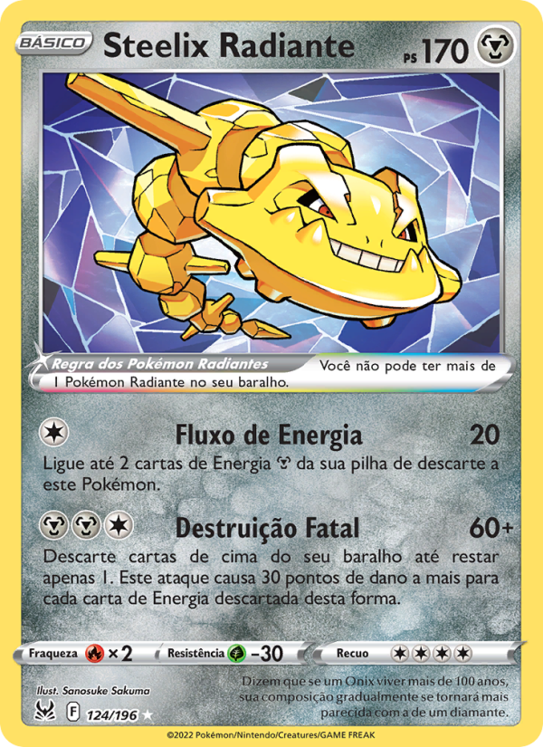 Steelix Radiante 124 — Origem Perdida (Portuguese Pokémon TCG card)