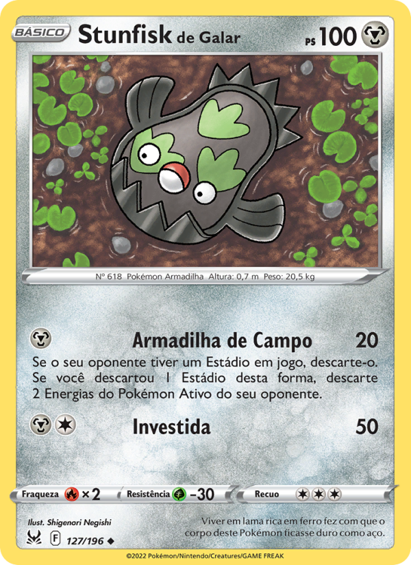 Stunfisk de Galar 127 — Origem Perdida (Portuguese Pokémon TCG card)