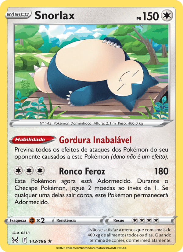 Snorlax 143 — Origem Perdida (Portuguese Pokémon TCG card)