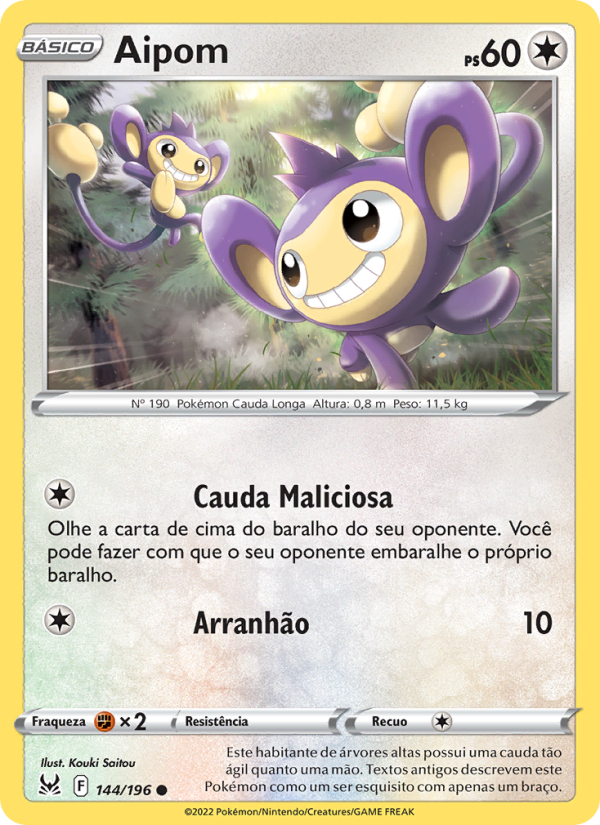 Aipom 144 — Origem Perdida (Portuguese Pokémon TCG card)