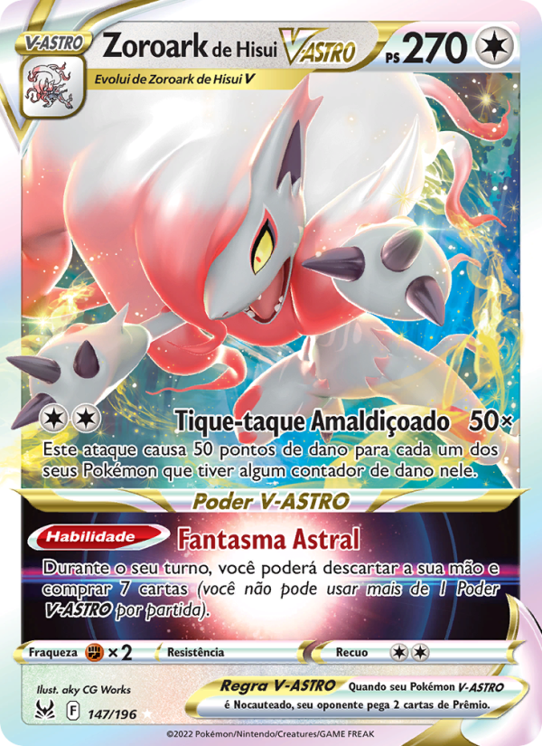 Zoroark de Hisui V-ASTRO 147 — Origem Perdida (Portuguese Pokémon TCG card)