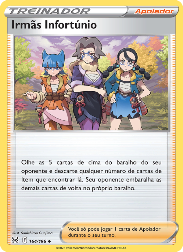 Irmãs Infortúnio 164 — Origem Perdida (Portuguese Pokémon TCG card)