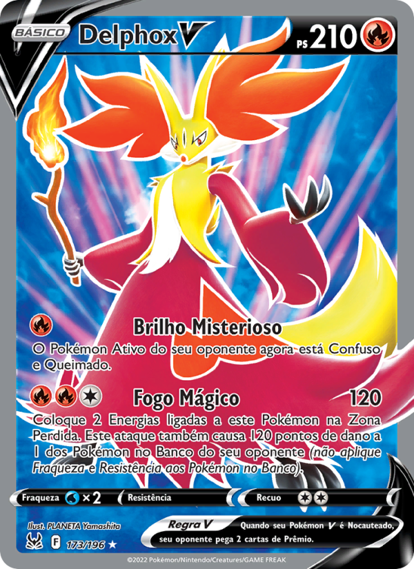 Delphox V 173 — Origem Perdida (Portuguese Pokémon TCG card)