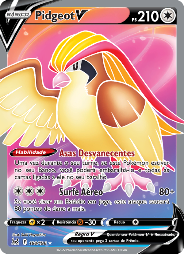 Pidgeot V 188 — Origem Perdida (Portuguese Pokémon TCG card)