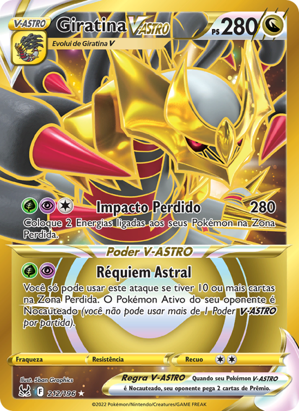Giratina V-ASTRO 212 — Origem Perdida (Portuguese Pokémon TCG card)