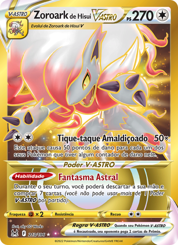 Zoroark de Hisui V-ASTRO 213 — Origem Perdida (Portuguese Pokémon TCG card)
