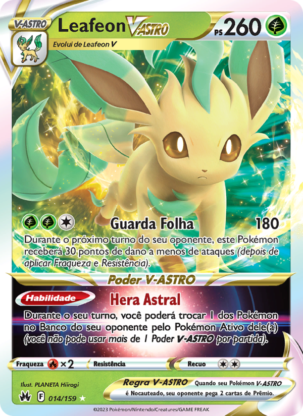 Leafeon V-ASTRO 014 — Realeza Absoluta (Portuguese Pokémon TCG card)