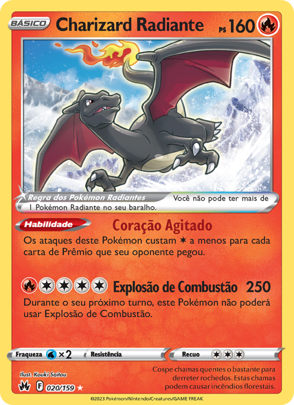 Charizard Radiante 020 — Realeza Absoluta (Portuguese Pokémon TCG card)