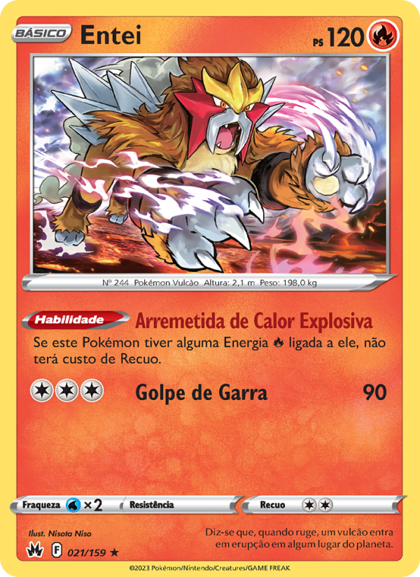 Entei 021 — Realeza Absoluta (Portuguese Pokémon TCG card)