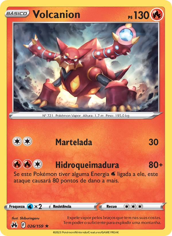 Volcanion 026 — Realeza Absoluta (Portuguese Pokémon TCG card)