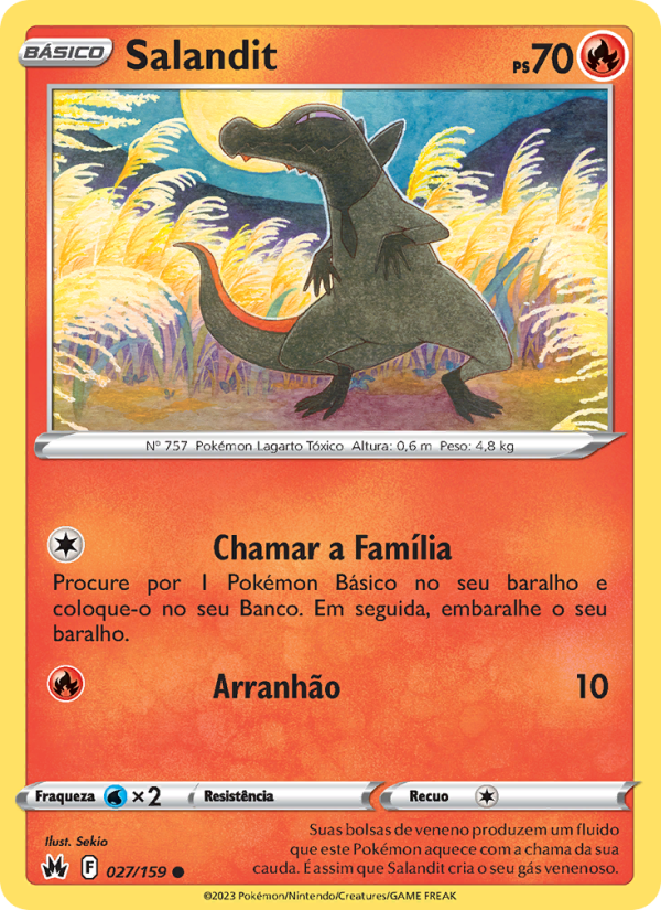 Salandit 027 — Realeza Absoluta (Portuguese Pokémon TCG card)