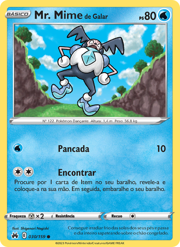 Mr. Mime de Galar 030 — Realeza Absoluta (Portuguese Pokémon TCG card)