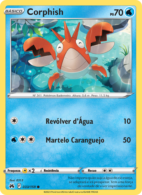 Corphish 033 — Realeza Absoluta (Portuguese Pokémon TCG card)