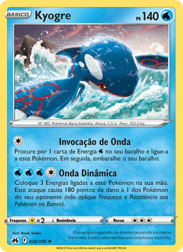 Kyogre 036 — Realeza Absoluta (Portuguese Pokémon TCG card)