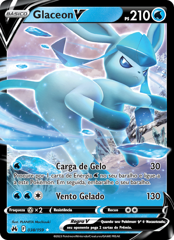 Glaceon V 038 — Realeza Absoluta (Portuguese Pokémon TCG card)