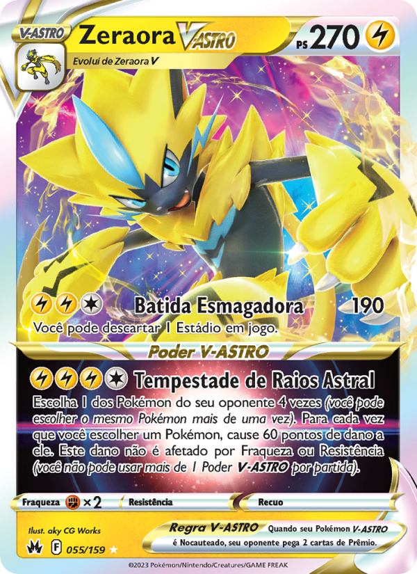 Zeraora V-ASTRO 055 — Realeza Absoluta (Portuguese Pokémon TCG card)