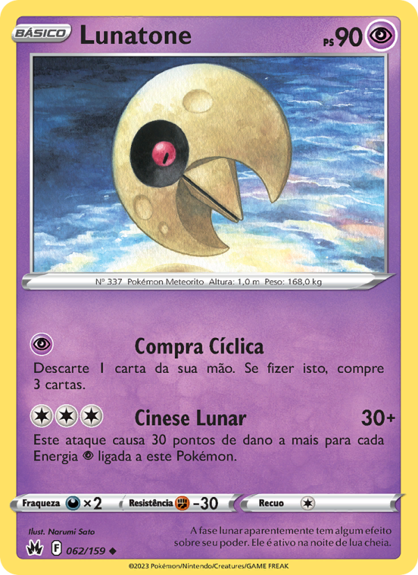 Lunatone 062 — Realeza Absoluta (Portuguese Pokémon TCG card)