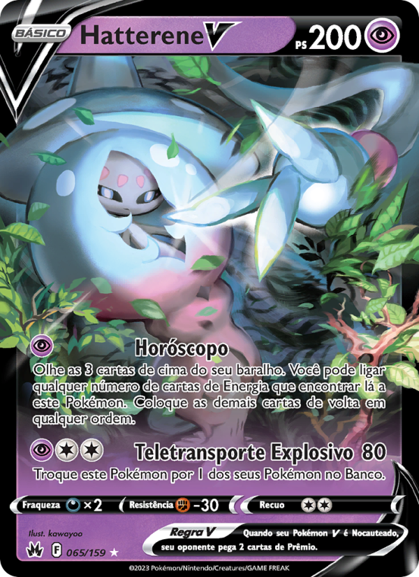 Hatterene V 065 — Realeza Absoluta (Portuguese Pokémon TCG card)