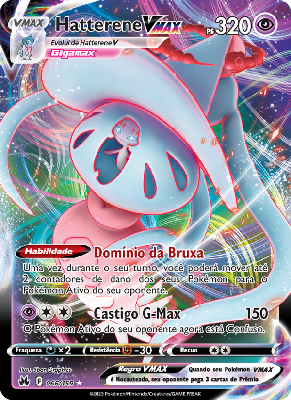 Hatterene VMAX 066 — Realeza Absoluta (Portuguese Pokémon TCG card)