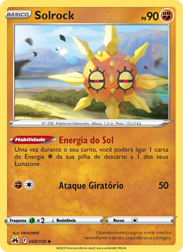 Solrock 069 — Realeza Absoluta (Portuguese Pokémon TCG card)