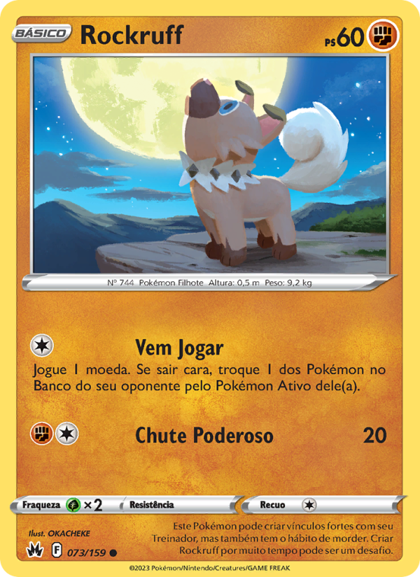 Rockruff 073 — Realeza Absoluta (Portuguese Pokémon TCG card)