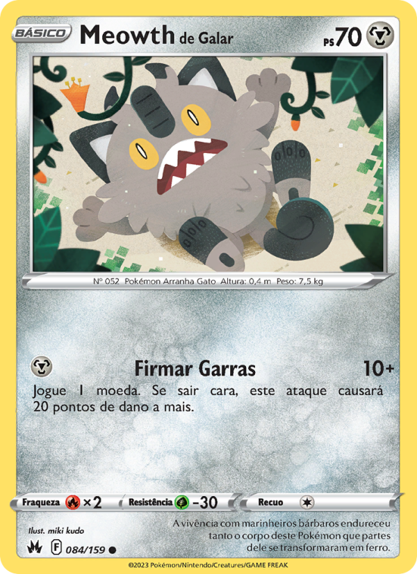 Meowth de Galar 084 — Realeza Absoluta (Portuguese Pokémon TCG card)