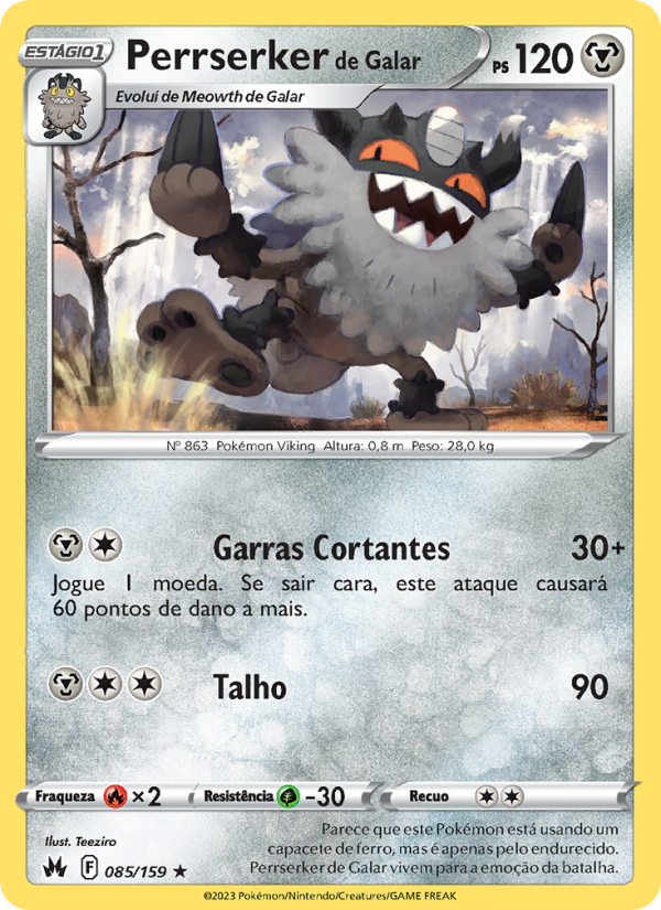 Perrserker de Galar 085 — Realeza Absoluta (Portuguese Pokémon TCG card)