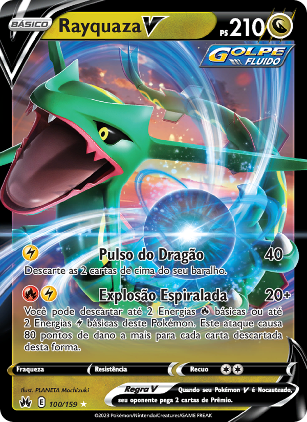 Rayquaza V 100 — Realeza Absoluta (Portuguese Pokémon TCG card)