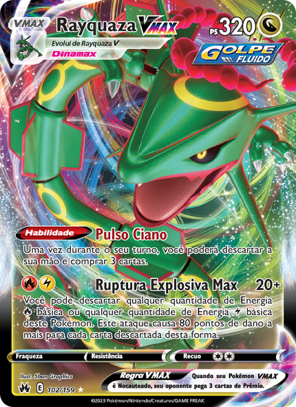 Rayquaza VMAX 102 — Realeza Absoluta (Portuguese Pokémon TCG card)